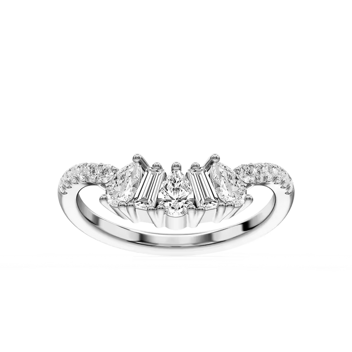 Priya 3/4 ctw Pear, Baguette and Round Lab Grown Diamond Alternating Prong Curved Band