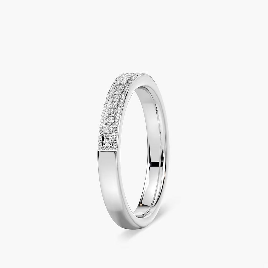 Quimby 1/5 ctw Round Lab Grown Diamond Milgrain Wedding Band