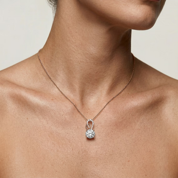 3 ctw Round Lab Grown Diamond Ornate Bail Pendant - 18 Inches