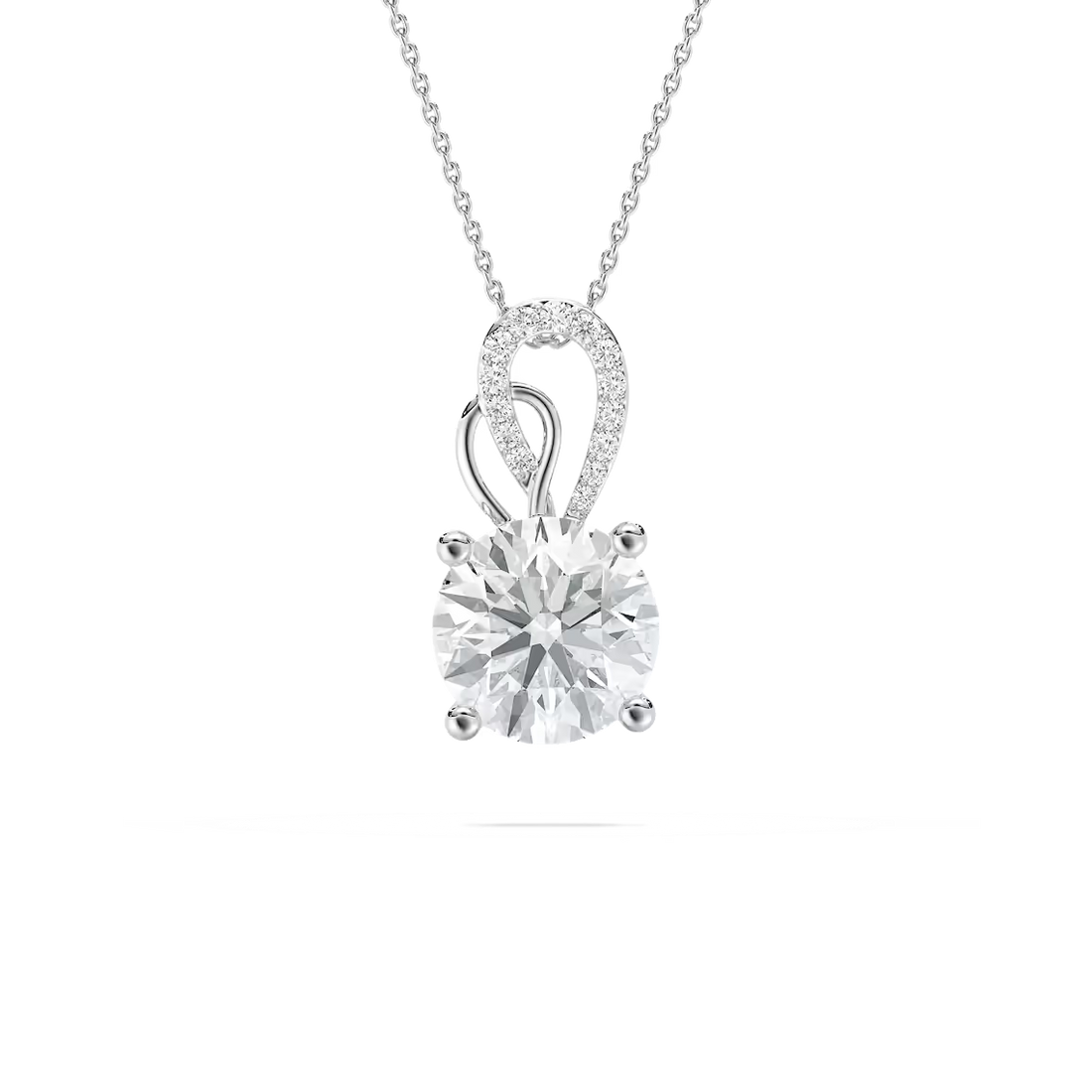 3 ctw Round Lab Grown Diamond Ornate Bail Pendant - 18 Inches