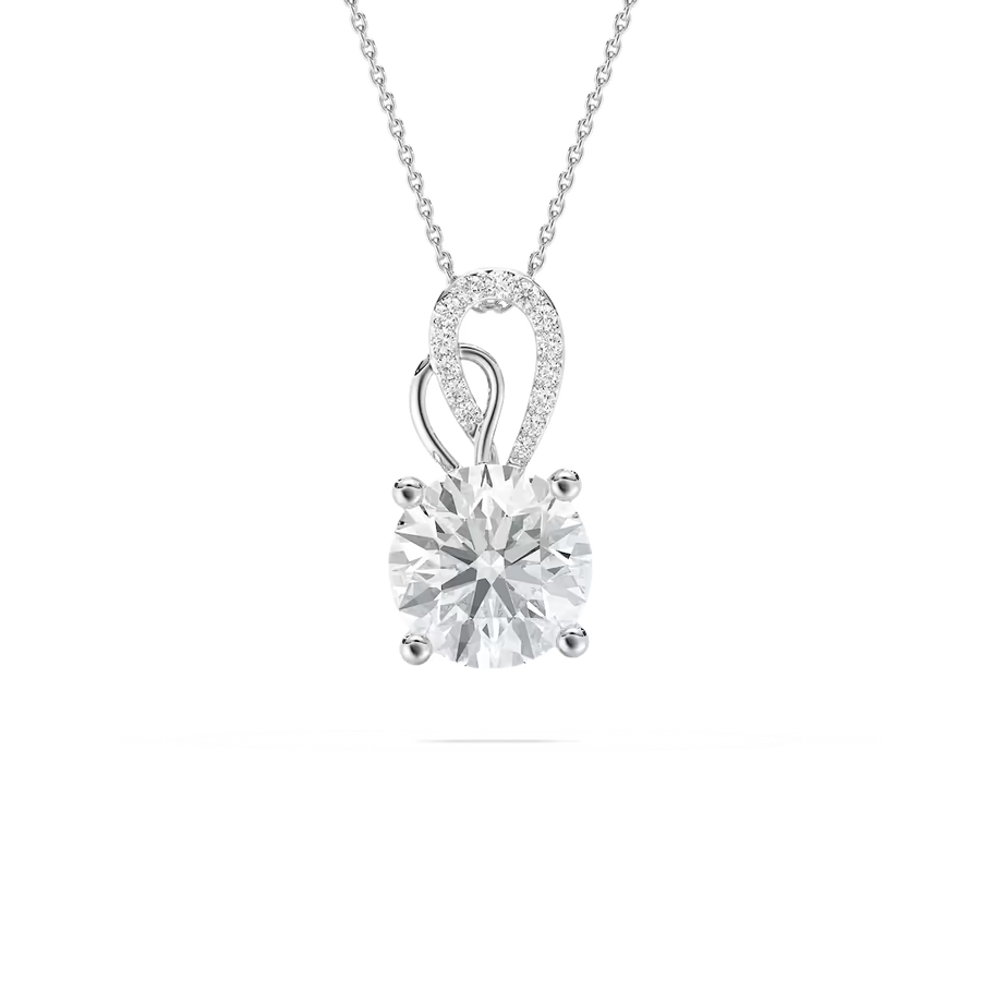3 ctw Round Lab Grown Diamond Ornate Bail Pendant - 18 Inches