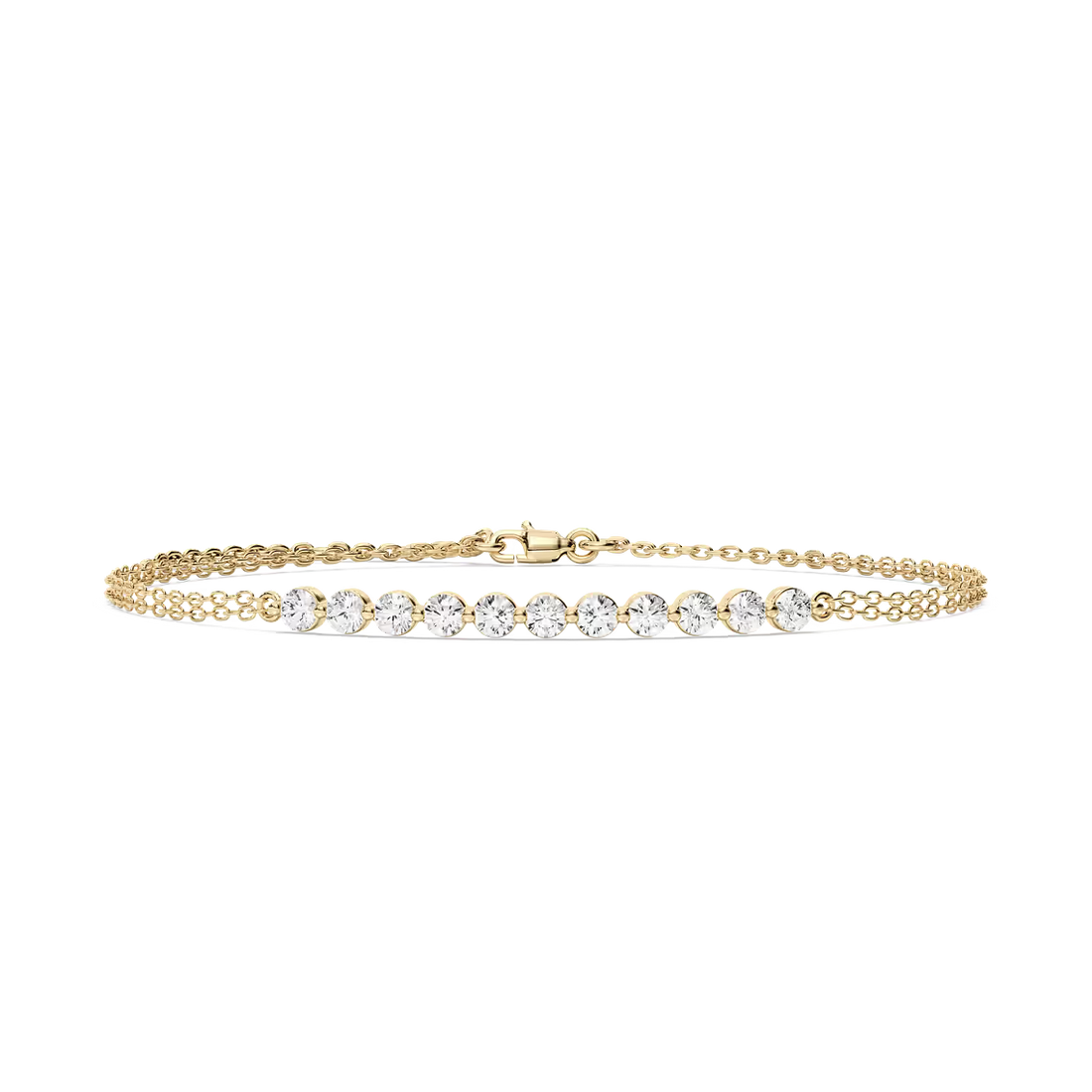 1 ctw Round Lab Grown Diamond Eleven Stone Chain Bracelet - 7 Inches