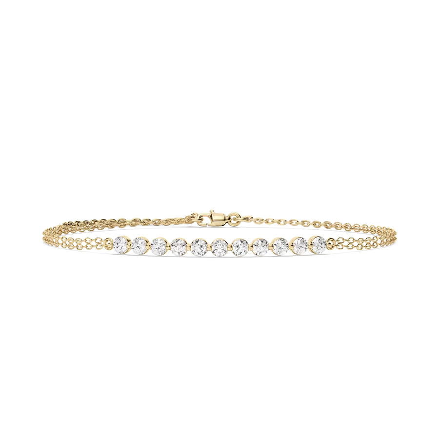 1 ctw Round Lab Grown Diamond Eleven Stone Chain Bracelet - 7 Inches