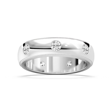 Riley 1 ⅙ ctw Round Lab Grown Diamond 6.20mm Burnished Milgrain Mens Wedding Band