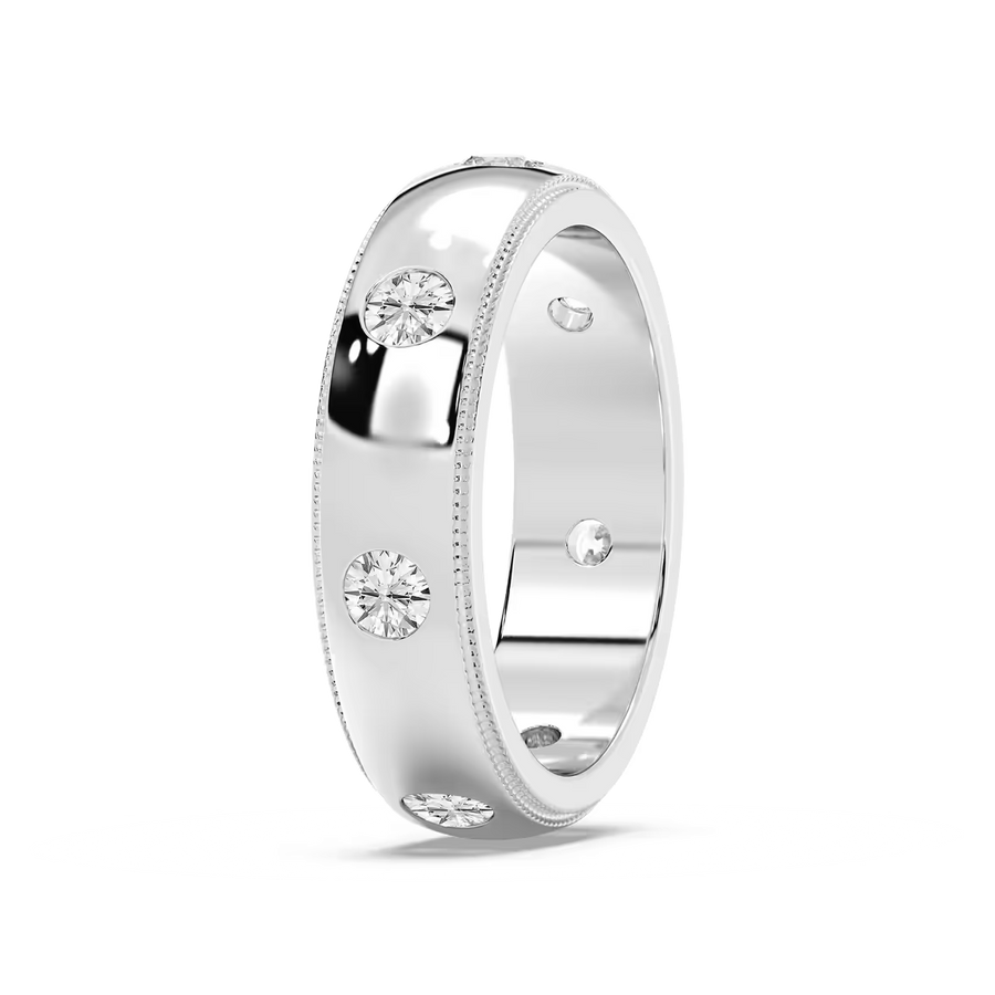 Riley 1 ⅙ ctw Round Lab Grown Diamond 6.20mm Burnished Milgrain Mens Wedding Band