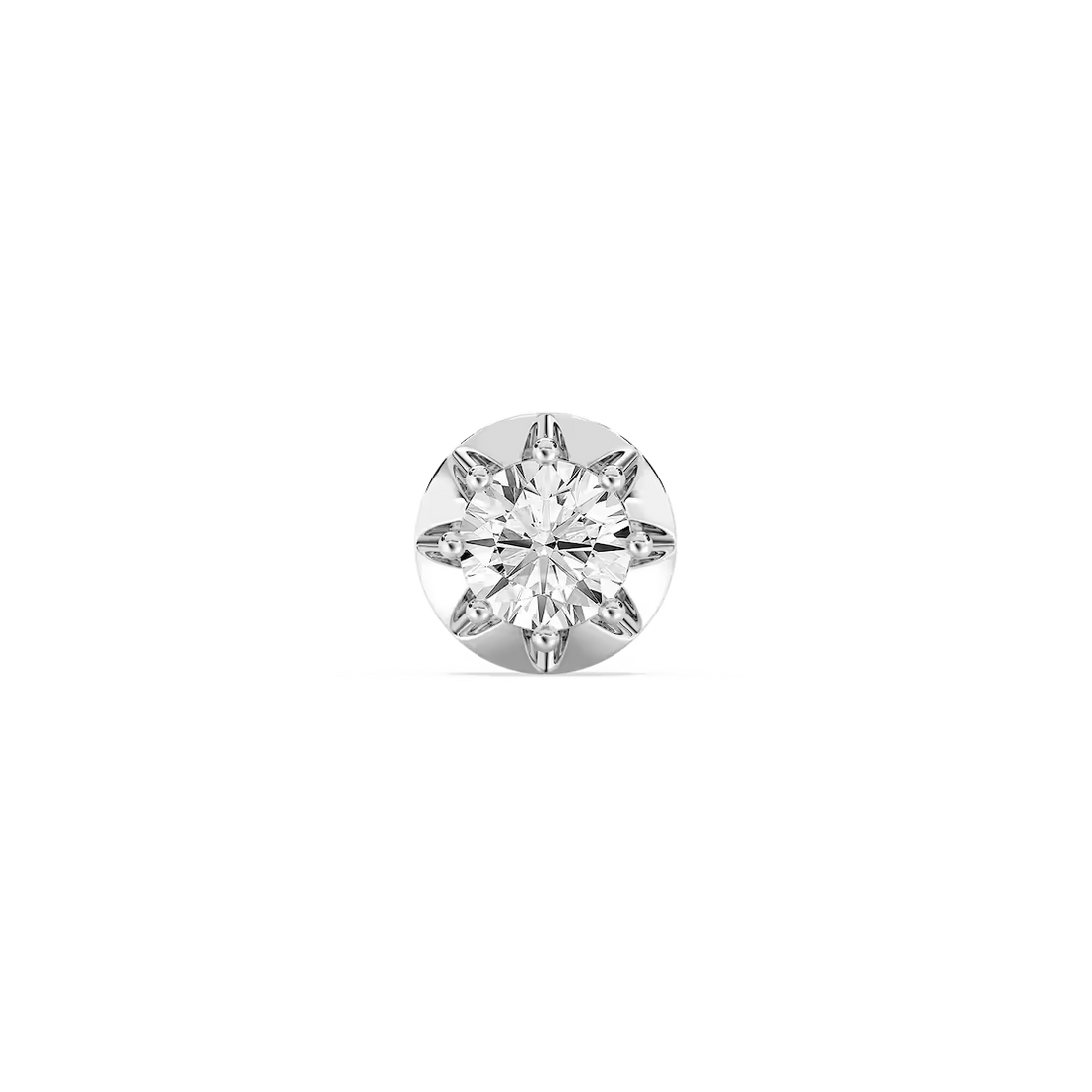 Round Lab Grown Diamond Circular Crown Single Stud Earring