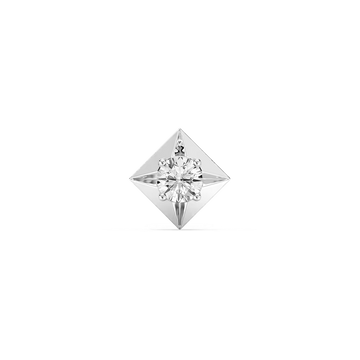 Round Lab Grown Diamond Kite-Shaped Bezel Single Stud Earring