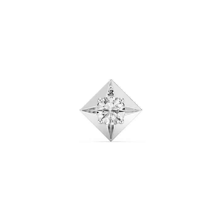 Round Lab Grown Diamond Kite-Shaped Bezel Single Stud Earring