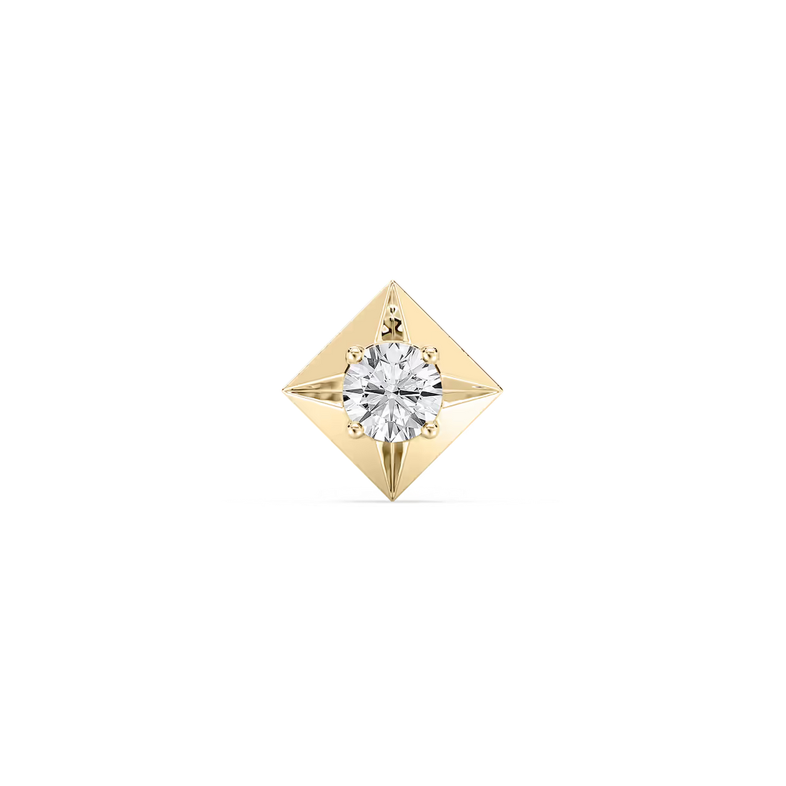 Round Lab Grown Diamond Kite-Shaped Bezel Single Stud Earring