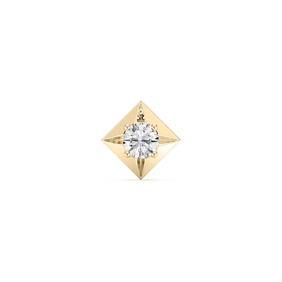 Round Lab Grown Diamond Kite-Shaped Bezel Single Stud Earring