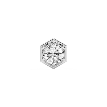 Round Lab Grown Diamond Hexagon Bezel Single Stud Earring