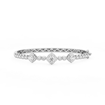2 ¹⁄₃ ctw Round Lab Grown Diamond Flower Station Bangle Bracelet - 7.5 Inches