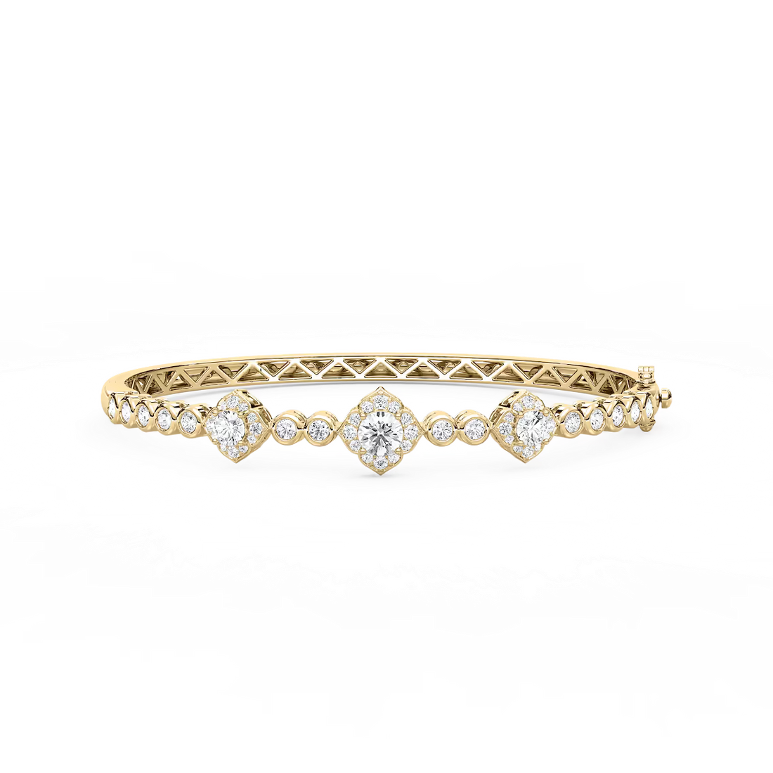 2 ¹⁄₃ ctw Round Lab Grown Diamond Flower Station Bangle Bracelet - 7.5 Inches