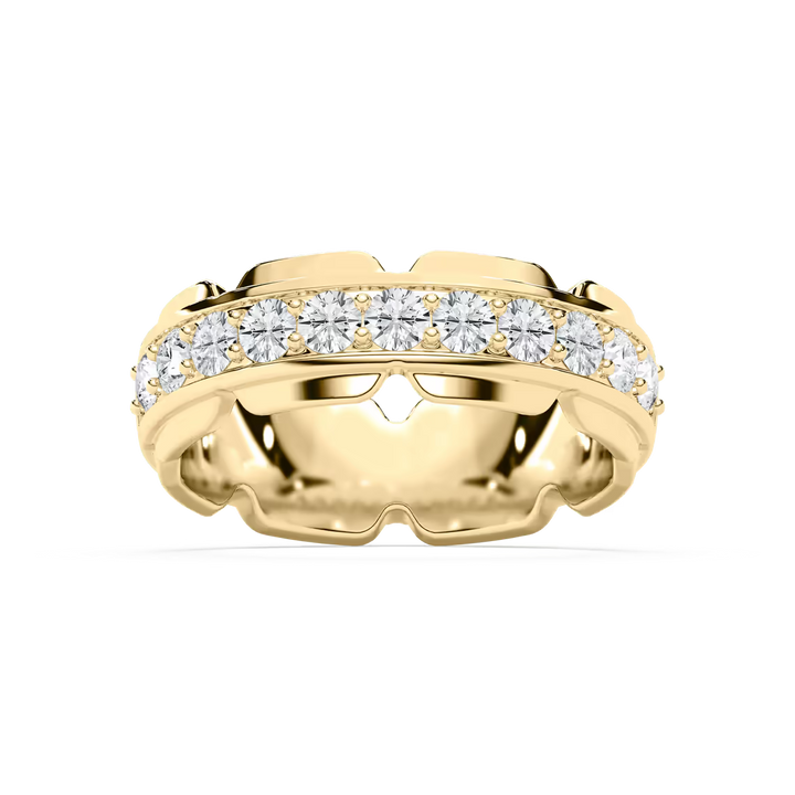 Zayn 1 ⅕ ctw Round Lab Grown Diamond 7.50mm Grooved Channel Mens Wedding Band