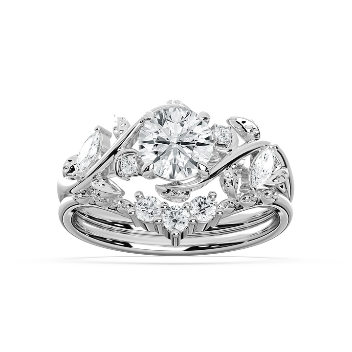Seraphina Vintage Floral Twist Bridal Set Whitegold