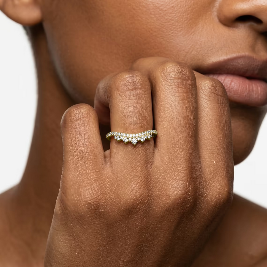 Seren 2/5 ctw Round Lab Grown Diamond Double Row Curved Band