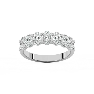 Pearl Oval Lab Grown Diamond Seven Stone V-Prong Anniversary Band