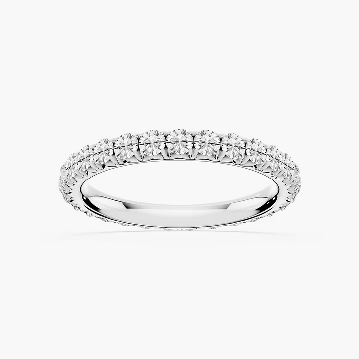 Sharon Round Lab Grown Diamond French Pave Eternity Band