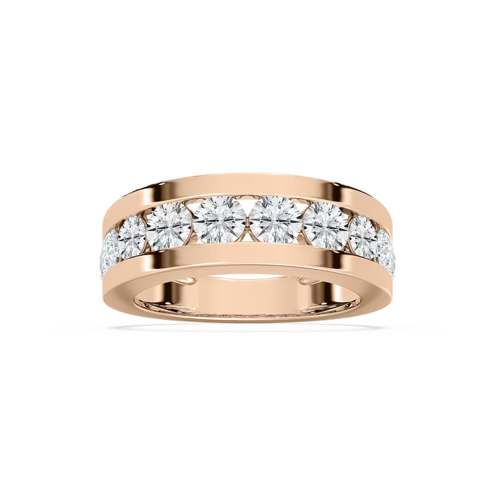 Silas 2 ctw Round Lab Grown Diamond 7.50 mm Channel Mens Wedding Band