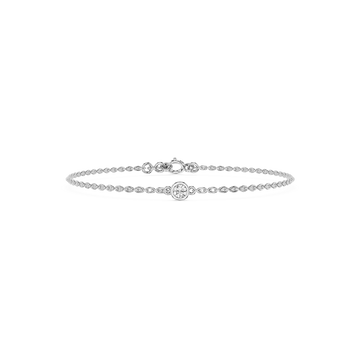 Round Lab Grown Diamond Bezel Set Solitaire Chain Bracelet - 7 Inches