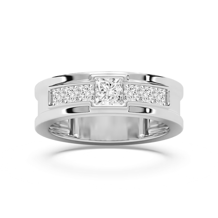 Elijah 1 ⅓ ctw Princess Lab Grown Diamond 7.20mm Bezel Mens Wedding Band