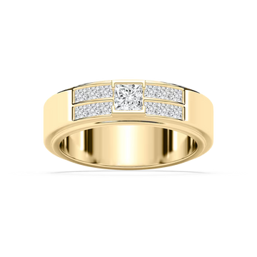 Max 1 ctw Princess Lab Grown Diamond 6.80mm Half Bezel Mens Wedding Band