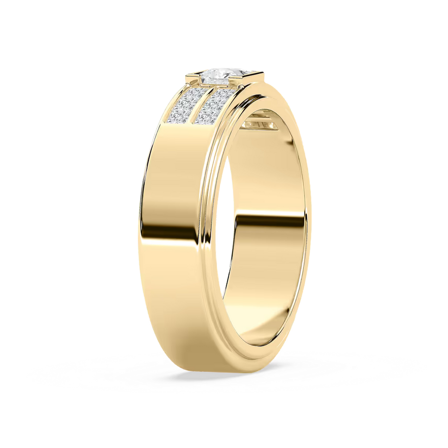 Max 1 ctw Princess Lab Grown Diamond 6.80mm Half Bezel Mens Wedding Band