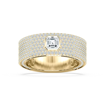 Jonah 3 ⅓ ctw Asscher and Round Lab Grown Diamond 8.45mm Bezel Mens Wedding Band