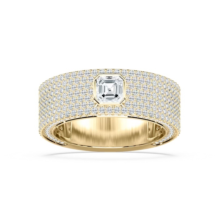 Jonah 3 ⅓ ctw Asscher and Round Lab Grown Diamond 8.45mm Bezel Mens Wedding Band