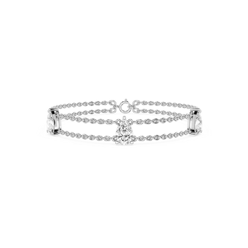 3 ctw Pear Lab Grown Diamond Three Stone Chain Bracelet - 7 Inches