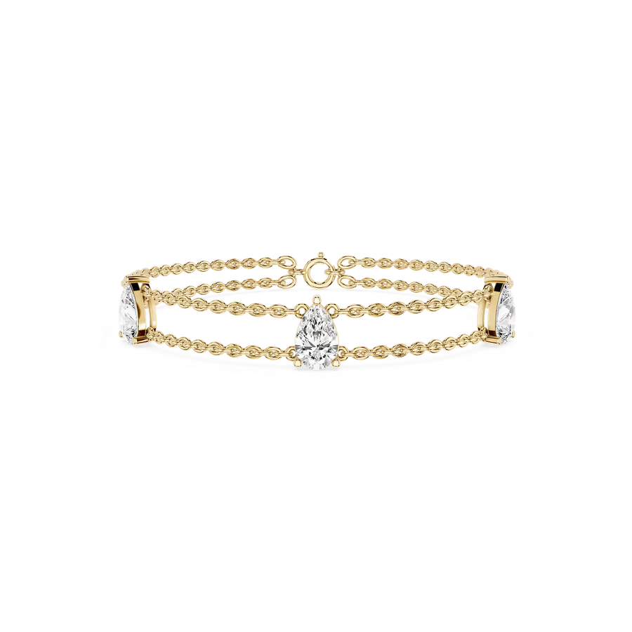 3 ctw Pear Lab Grown Diamond Three Stone Chain Bracelet - 7 Inches