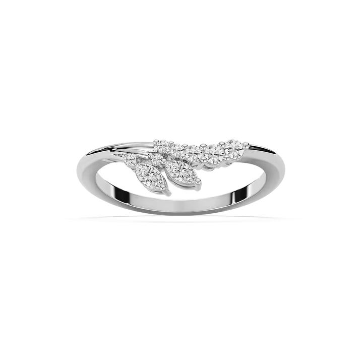 Titania 1/5 ctw Marquise and Round Lab Grown Diamond Nature Inspired Curved Band