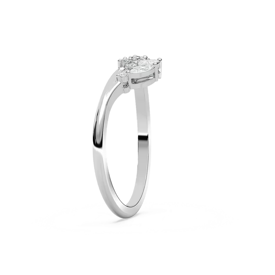 Titania 1/5 ctw Marquise and Round Lab Grown Diamond Nature Inspired Curved Band