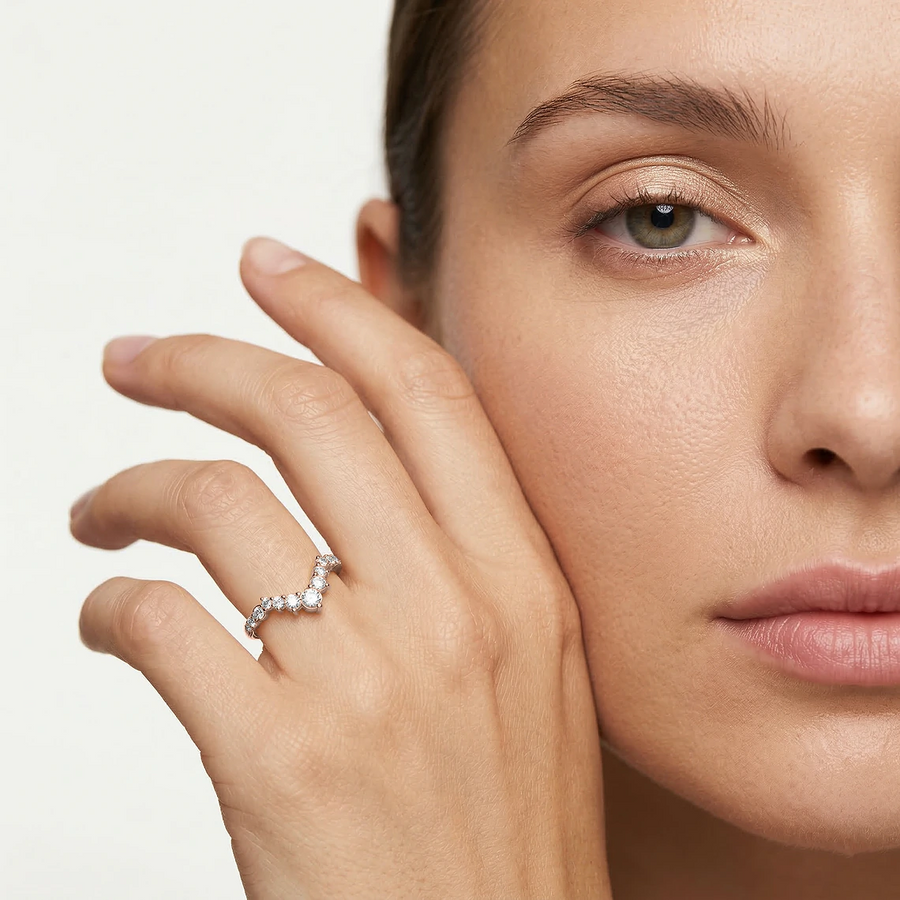 Valen 2/3 ctw Round Lab Grown Diamond Graduated Curved Band