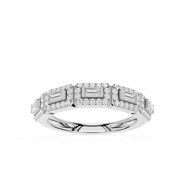 Vanessa 1/2 ctw Baguette and Round Lab Grown Diamond East West Halo Wedding Band