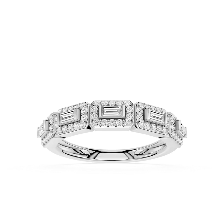 Vanessa 1/2 ctw Baguette and Round Lab Grown Diamond East West Halo Wedding Band