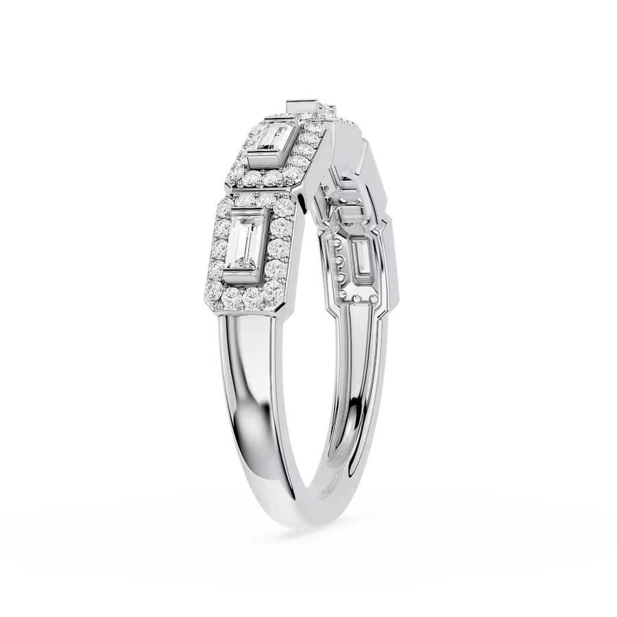 Vanessa 1/2 ctw Baguette and Round Lab Grown Diamond East West Halo Wedding Band