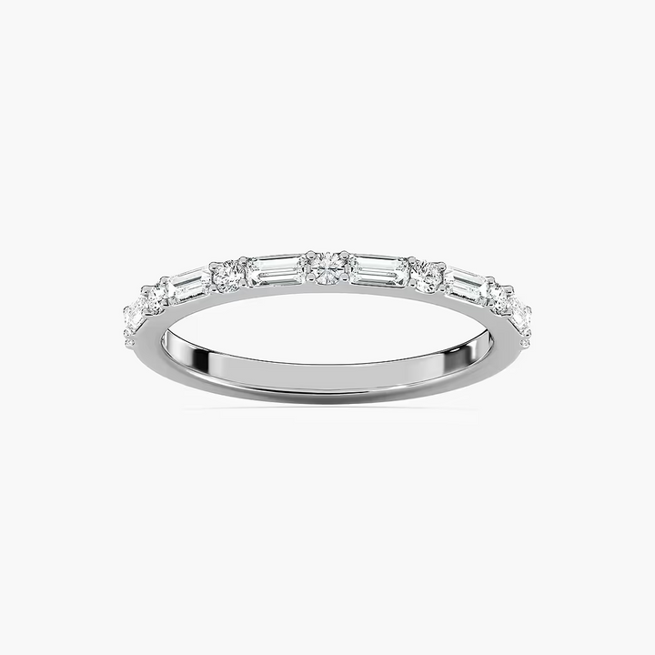 Whimsy 2/5 ctw Round and Baguette Shared Prong Wedding Band