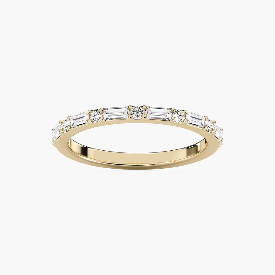 Whimsy 2/5 ctw Round and Baguette Shared Prong Wedding Band