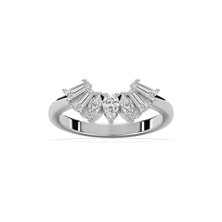 Cassidy 1/2 ctw Pear, Marquise and Baguette Lab Grown Diamond Fan Curved Band