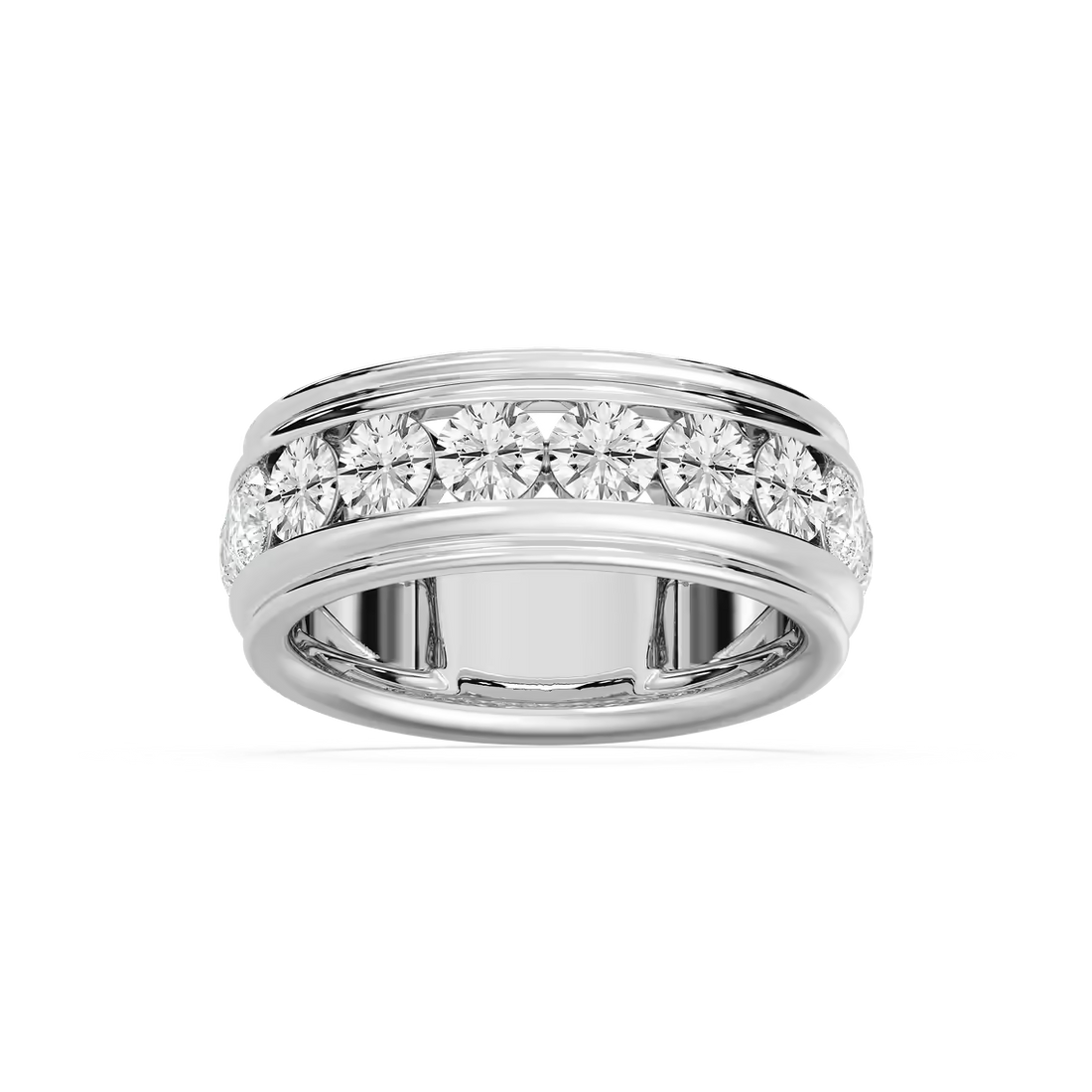 Zion 2 ctw Round Lab Grown Diamond 7.85mm Channel Mens Wedding Band